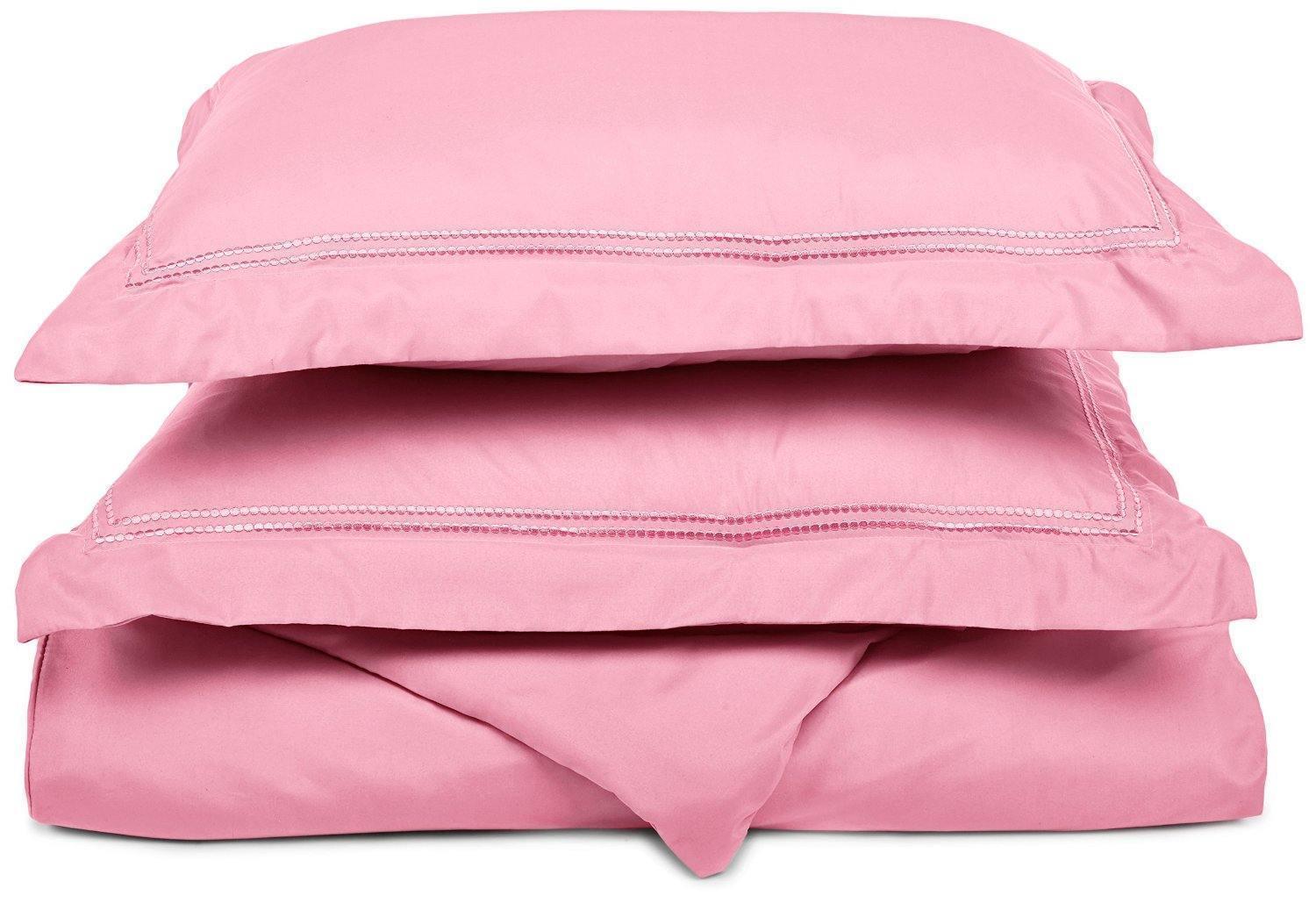 Microfiber Wrinkle-Resistant 2-line Embroidered Duvet Cover Pillow Sham Set FredCo