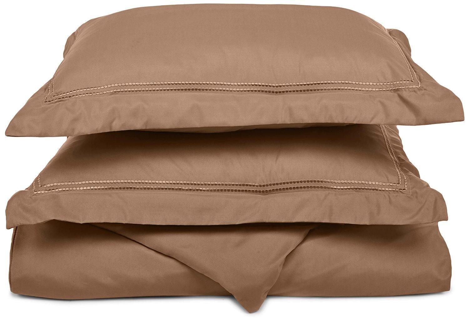 Microfiber Wrinkle-Resistant 2-line Embroidered Duvet Cover Pillow Sham Set FredCo