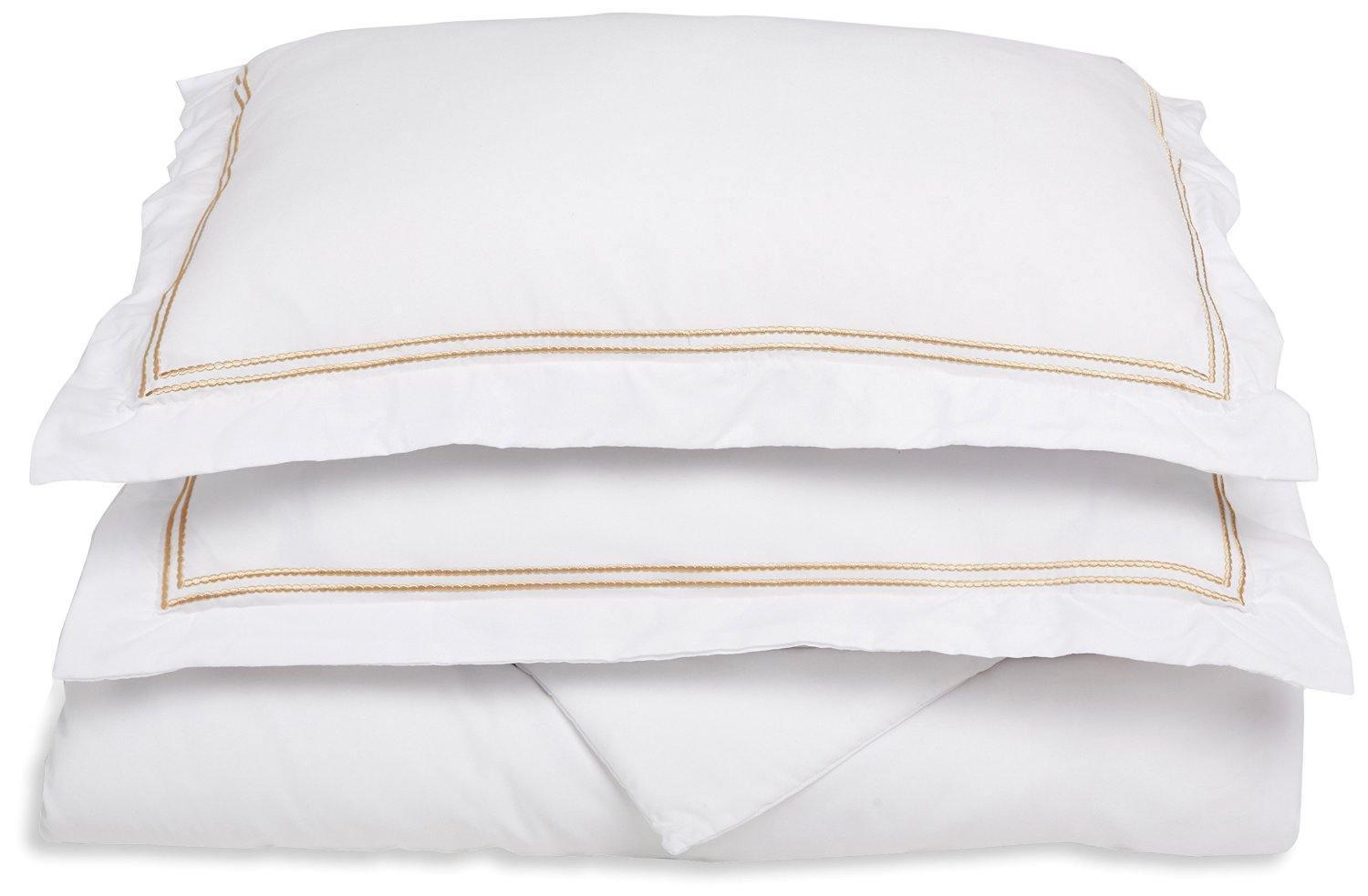 Microfiber Wrinkle-Resistant 2-line Embroidered Duvet Cover Pillow Sham Set FredCo