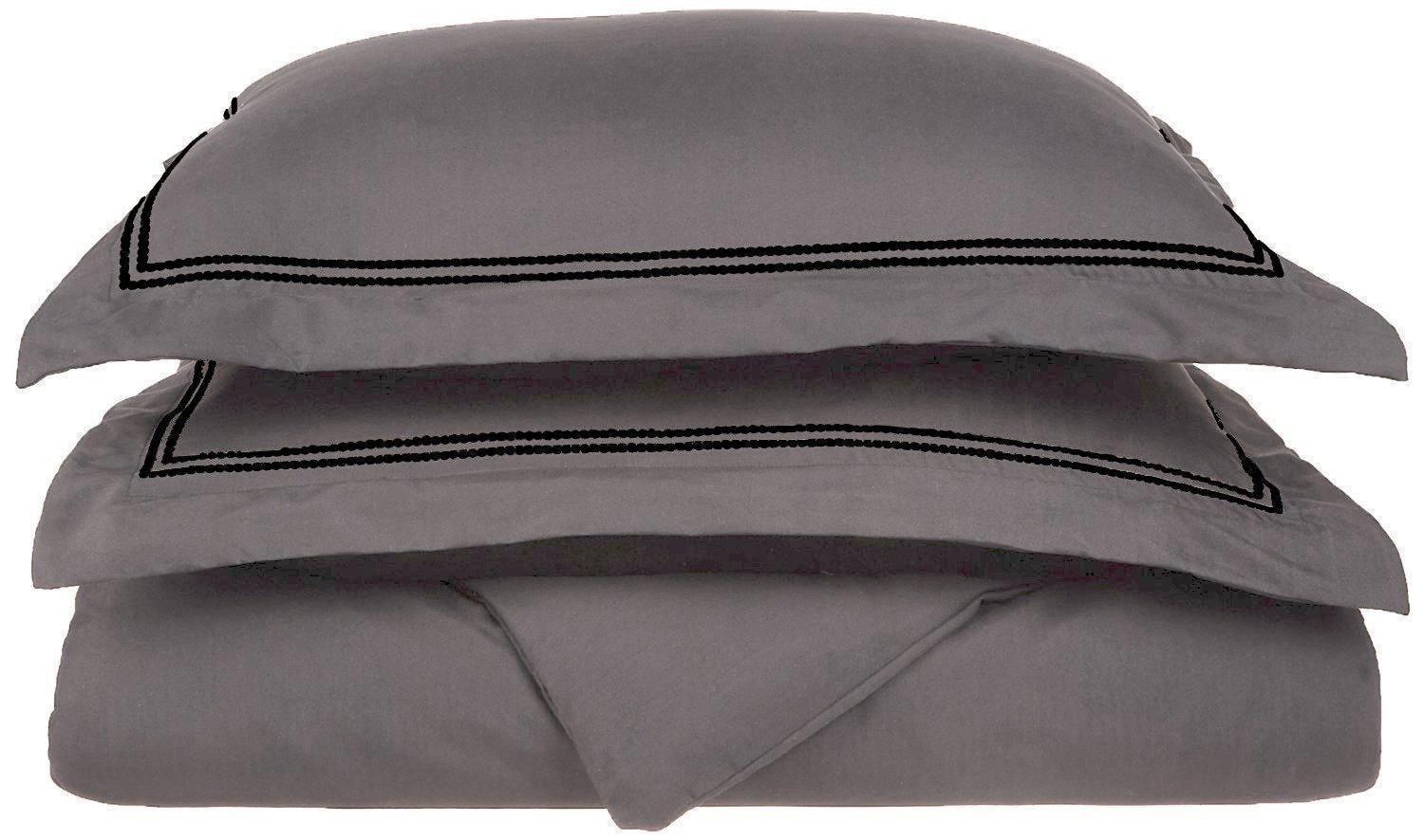 Microfiber Wrinkle-Resistant 2-line Embroidered Duvet Cover Pillow Sham Set FredCo