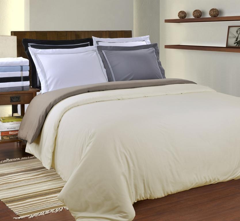 Microfiber Wrinkle-Resistant 2-line Embroidered Duvet Cover Pillow Sham Set FredCo