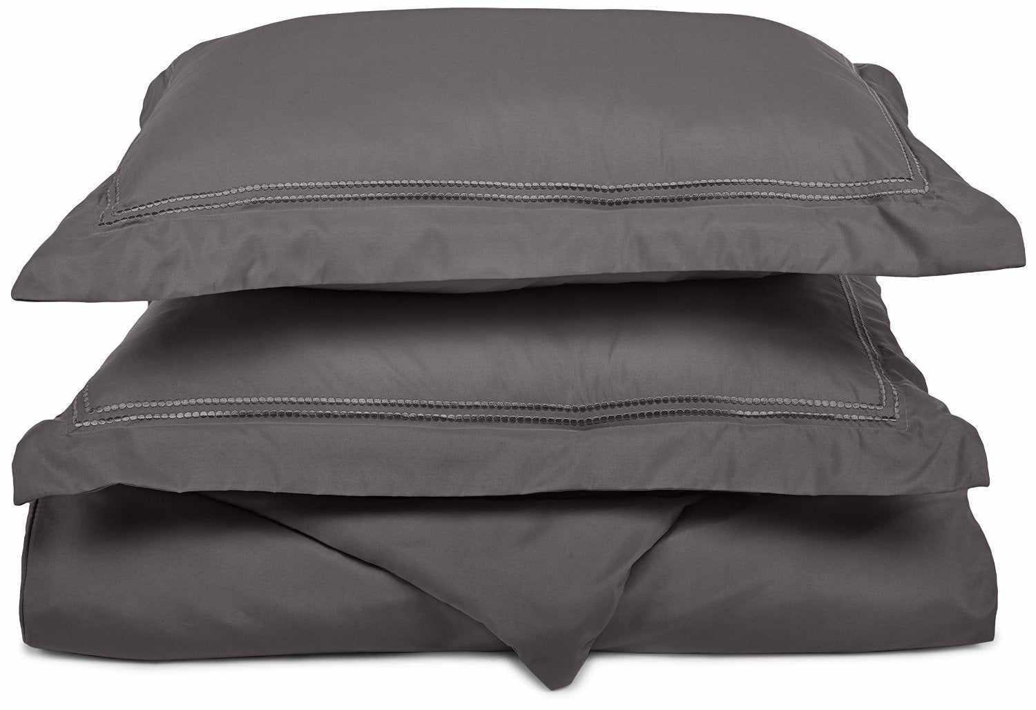 Microfiber Wrinkle-Resistant 2-line Embroidered Duvet Cover Pillow Sham Set FredCo