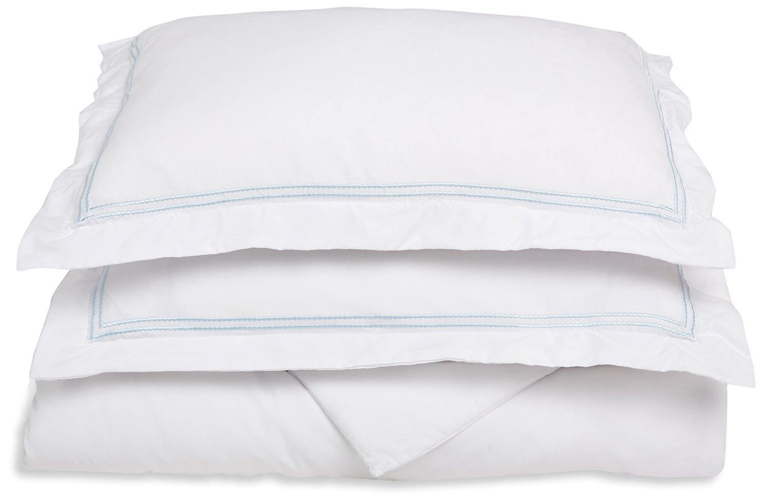 Microfiber Wrinkle-Resistant 2-line Embroidered Duvet Cover Pillow Sham Set FredCo