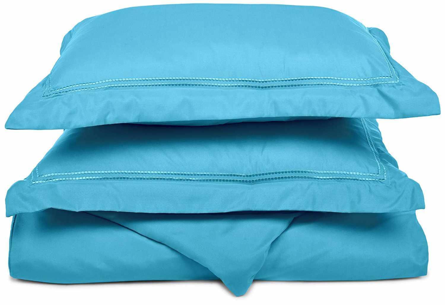 Microfiber Wrinkle-Resistant 2-line Embroidered Duvet Cover Pillow Sham Set FredCo