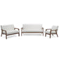 Mid-Century Masterpieces 3 Pieces Living Room Set - White FredCo