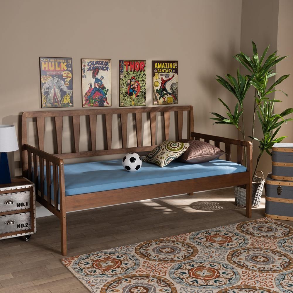 Midori Modern and Contemporary Transitional Walnut Brown Finished Wood Twin Size Daybed FredCo