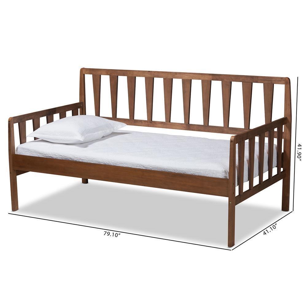 Midori Modern and Contemporary Transitional Walnut Brown Finished Wood Twin Size Daybed FredCo