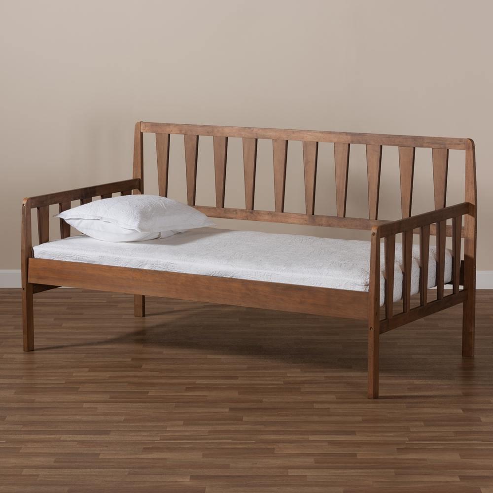 Midori Modern and Contemporary Transitional Walnut Brown Finished Wood Twin Size Daybed FredCo