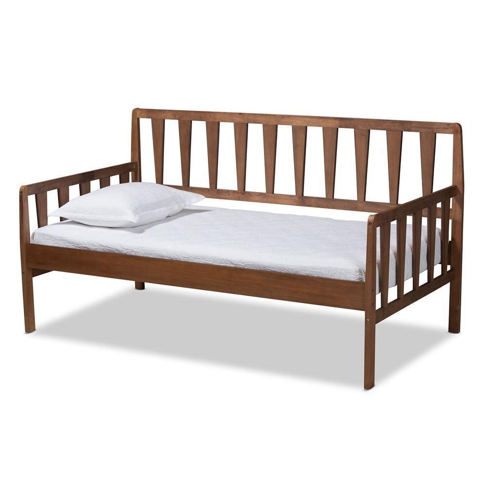 Midori Modern and Contemporary Transitional Walnut Brown Finished Wood Twin Size Daybed FredCo