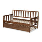 Midori Modern and Contemporary Transitional Walnut Brown Finished Wood Twin Size Daybed with Roll-Out Trundle Bed FredCo