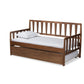 Midori Modern and Contemporary Transitional Walnut Brown Finished Wood Twin Size Daybed with Roll-Out Trundle Bed FredCo