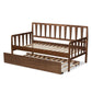 Midori Modern and Contemporary Transitional Walnut Brown Finished Wood Twin Size Daybed with Roll-Out Trundle Bed FredCo