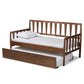 Midori Modern and Contemporary Transitional Walnut Brown Finished Wood Twin Size Daybed with Roll-Out Trundle Bed FredCo