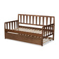 Midori Modern and Contemporary Transitional Walnut Brown Finished Wood Twin Size Daybed with Roll-Out Trundle Bed FredCo