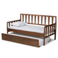Midori Modern and Contemporary Transitional Walnut Brown Finished Wood Twin Size Daybed with Roll-Out Trundle Bed FredCo