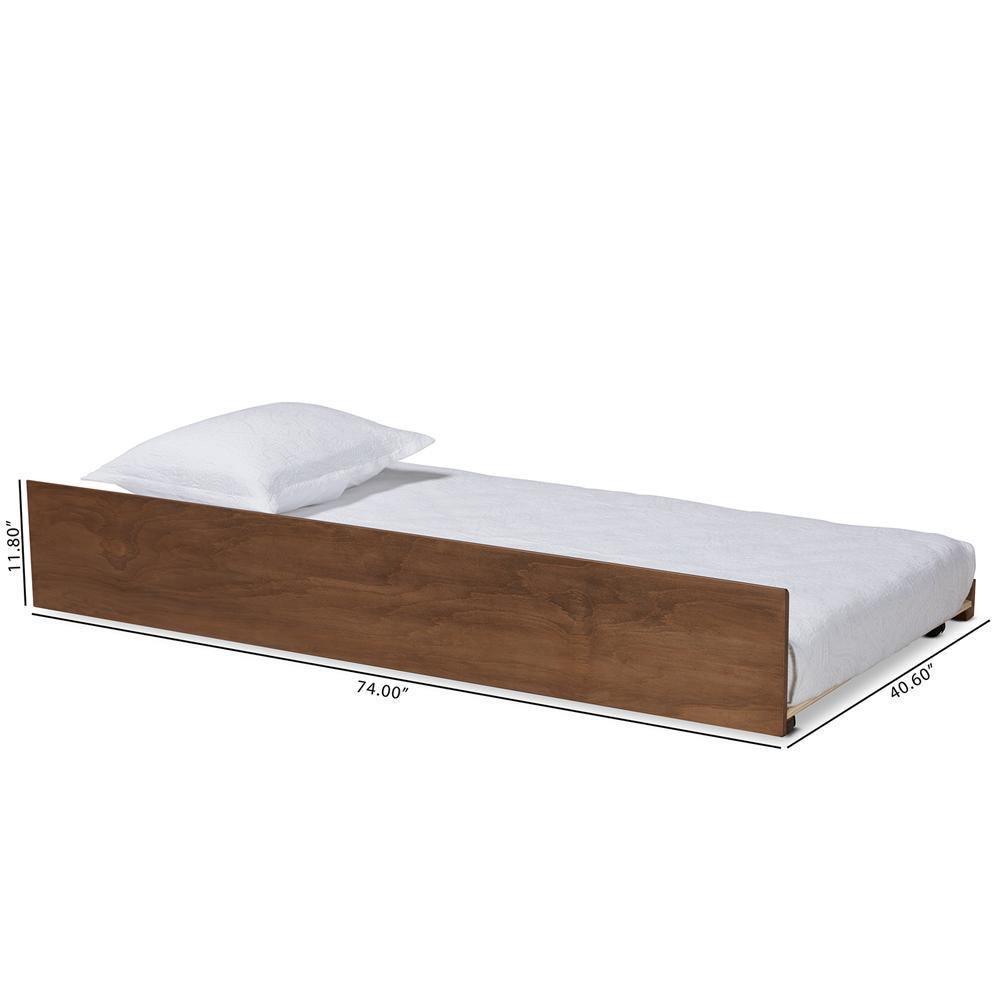 Midori Modern and Contemporary Transitional Walnut Brown Finished Wood Twin Size Trundle Bed FredCo