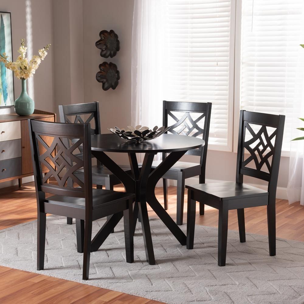 Miela Modern and Contemporary Dark Brown Finished Wood 5-Piece Dining Set FredCo