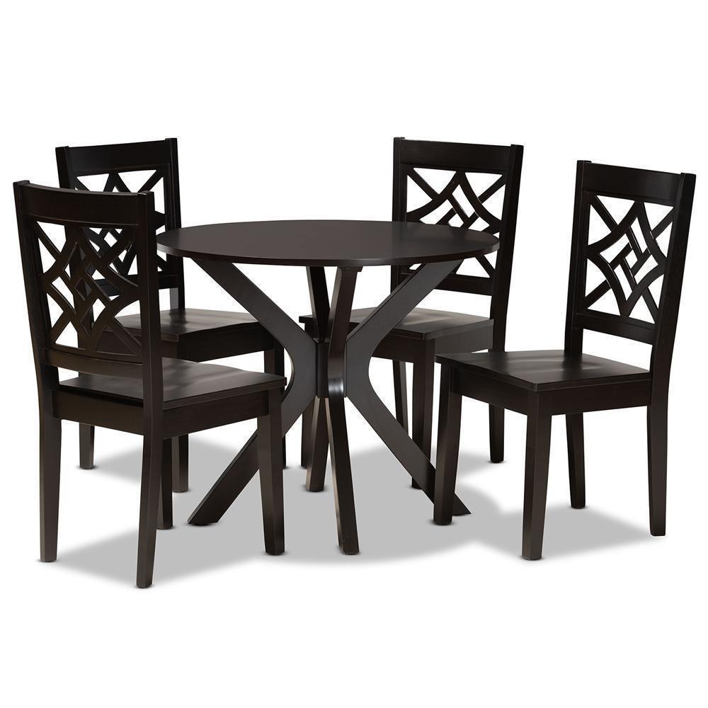 Miela Modern and Contemporary Dark Brown Finished Wood 5-Piece Dining Set FredCo