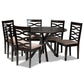 Mila Modern and Contemporary Sand Fabric Upholstered Dark Brown Finished Wood 7-Piece Dining Set FredCo