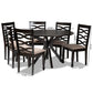 Mila Modern and Contemporary Sand Fabric Upholstered Dark Brown Finished Wood 7-Piece Dining Set FredCo