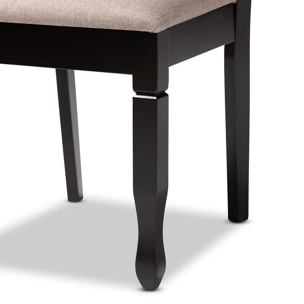 Mila Modern and Contemporary Sand Fabric Upholstered Dark Brown Finished Wood 7-Piece Dining Set FredCo