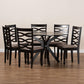 Mila Modern and Contemporary Sand Fabric Upholstered Dark Brown Finished Wood 7-Piece Dining Set FredCo