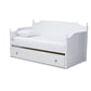 Millie Cottage Farmhouse White Finished Wood Twin Size Daybed with Trundle FredCo