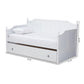 Millie Cottage Farmhouse White Finished Wood Twin Size Daybed with Trundle FredCo
