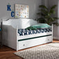 Millie Cottage Farmhouse White Finished Wood Twin Size Daybed with Trundle FredCo