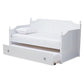 Millie Cottage Farmhouse White Finished Wood Twin Size Daybed with Trundle FredCo