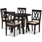 Millie Modern and Contemporary Sand Fabric Upholstered and Dark Brown Finished Wood 5-Piece Dining Set FredCo