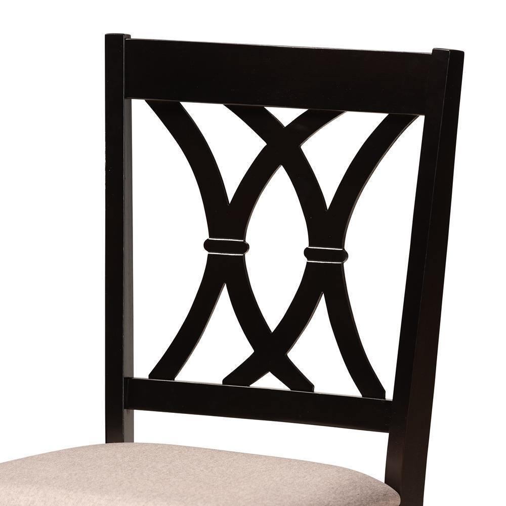 Millie Modern and Contemporary Sand Fabric Upholstered and Dark Brown Finished Wood 5-Piece Dining Set FredCo
