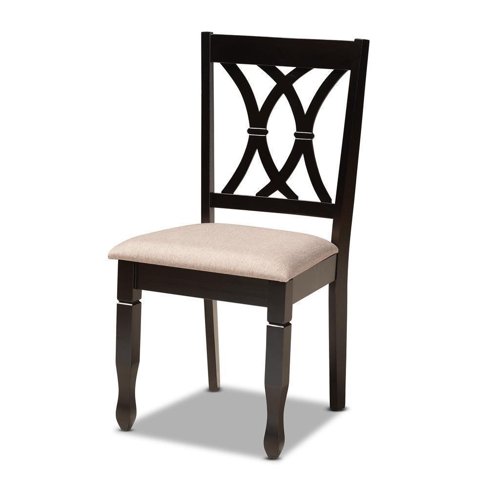 Millie Modern and Contemporary Sand Fabric Upholstered and Dark Brown Finished Wood 5-Piece Dining Set FredCo