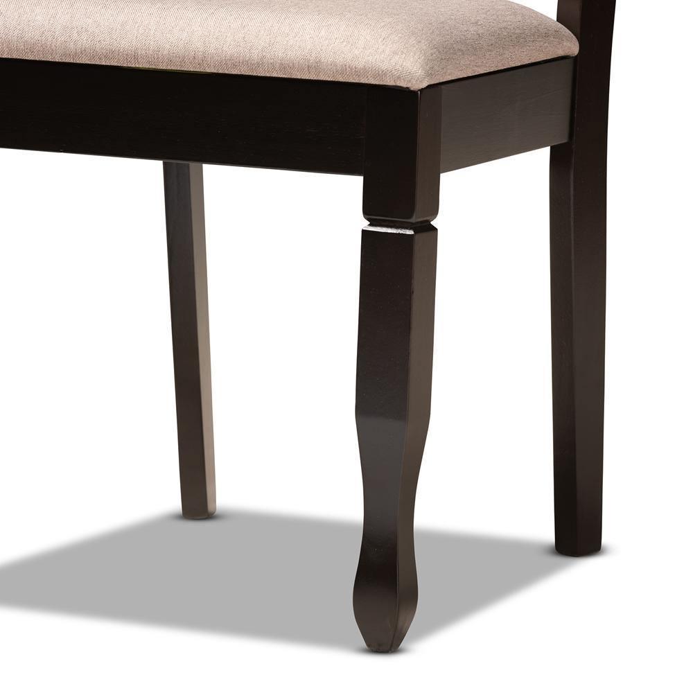 Millie Modern and Contemporary Sand Fabric Upholstered and Dark Brown Finished Wood 5-Piece Dining Set FredCo