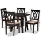 Millie Modern and Contemporary Sand Fabric Upholstered and Dark Brown Finished Wood 5-Piece Dining Set FredCo