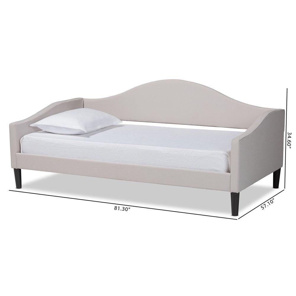Milligan Modern and Contemporary Beige Fabric Upholstered and Dark Brown Finished Wood Full Size Daybed FredCo