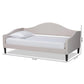 Milligan Modern and Contemporary Beige Fabric Upholstered and Dark Brown Finished Wood Full Size Daybed FredCo