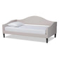 Milligan Modern and Contemporary Beige Fabric Upholstered and Dark Brown Finished Wood Full Size Daybed FredCo