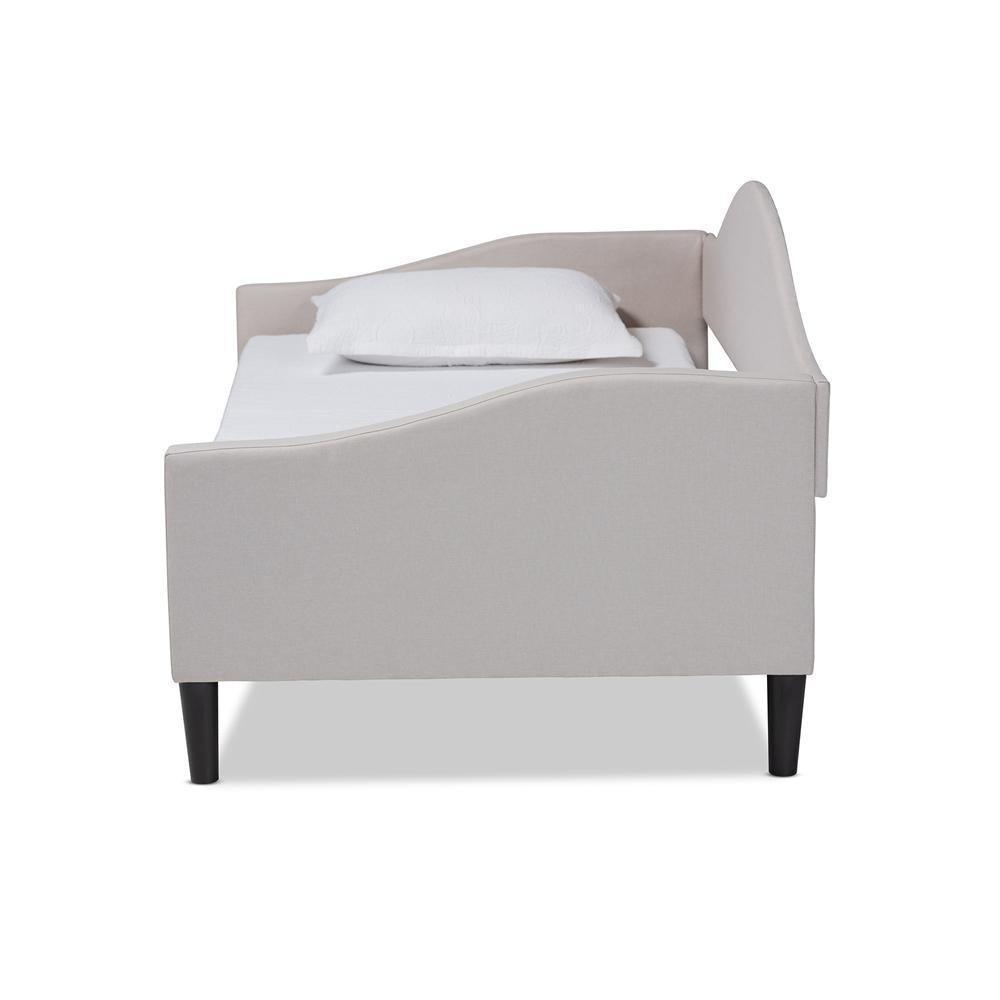 Milligan Modern and Contemporary Beige Fabric Upholstered and Dark Brown Finished Wood Twin Size Daybed FredCo