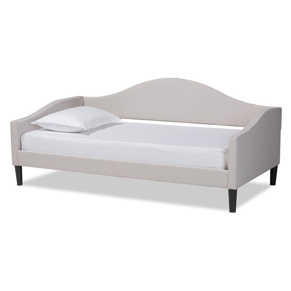 Milligan Modern and Contemporary Beige Fabric Upholstered and Dark Brown Finished Wood Twin Size Daybed FredCo