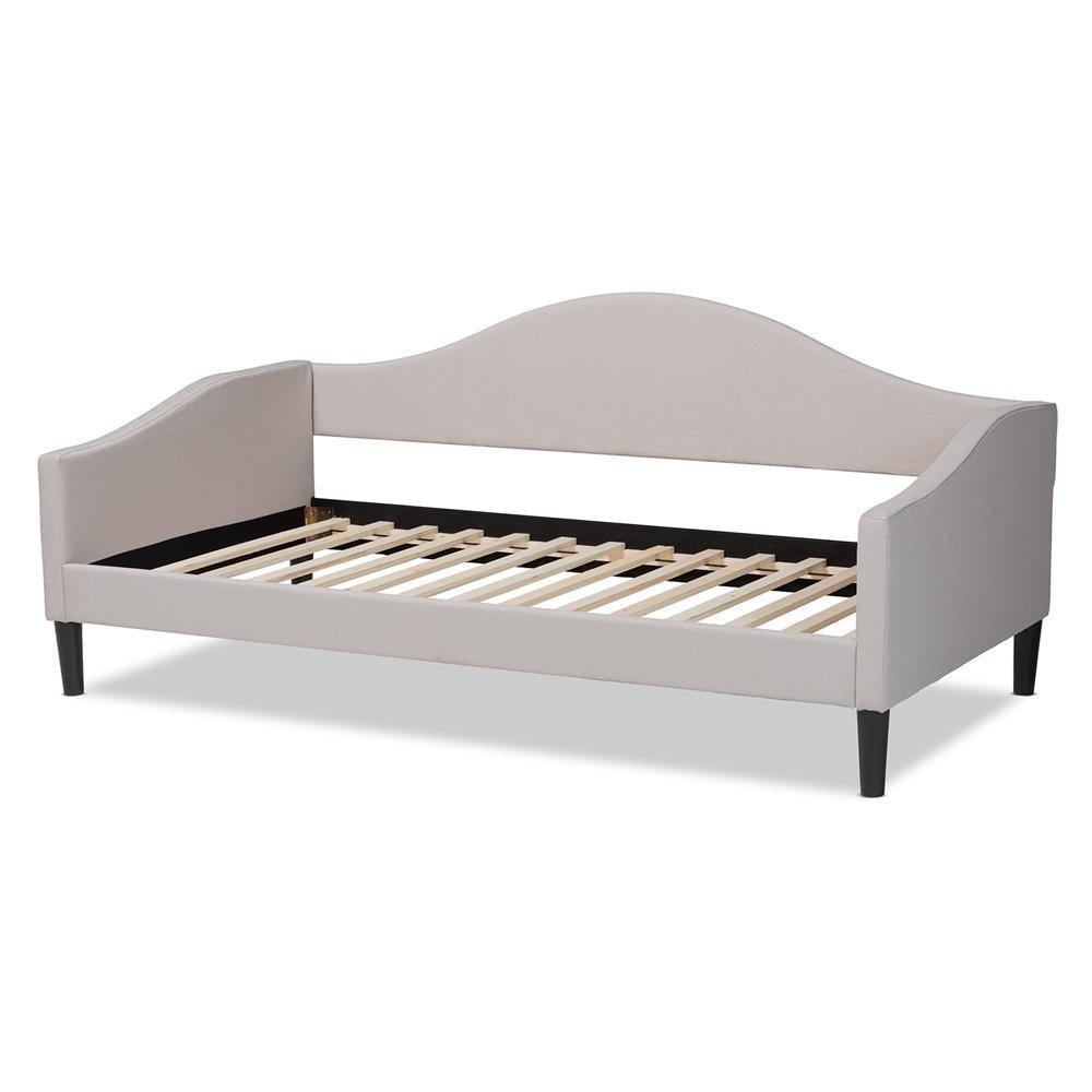 Milligan Modern and Contemporary Beige Fabric Upholstered and Dark Brown Finished Wood Twin Size Daybed FredCo