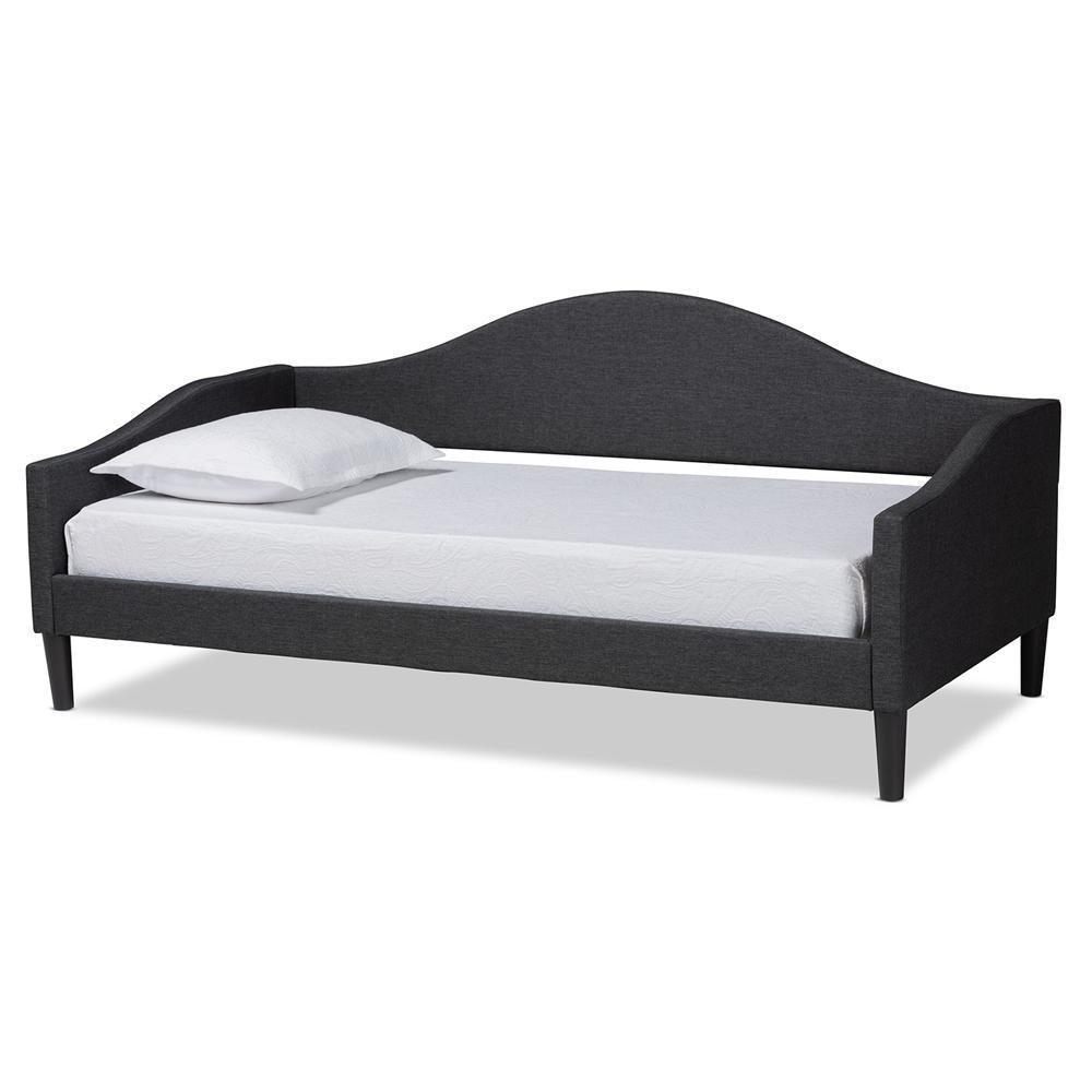 Milligan Modern and Contemporary Charcoal Fabric Upholstered and Dark Brown Finished Wood Twin Size Daybed FredCo