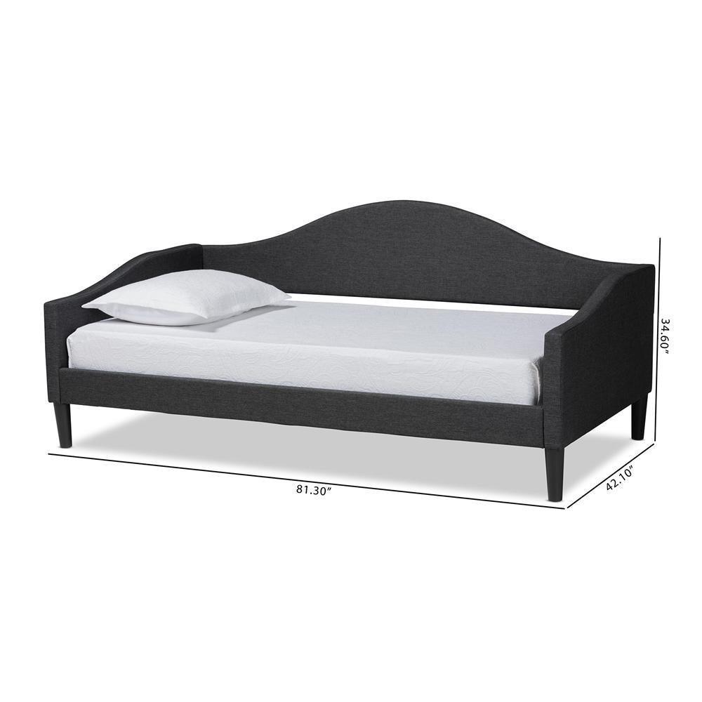 Milligan Modern and Contemporary Charcoal Fabric Upholstered and Dark Brown Finished Wood Twin Size Daybed FredCo