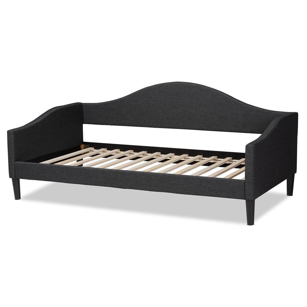 Milligan Modern and Contemporary Charcoal Fabric Upholstered and Dark Brown Finished Wood Twin Size Daybed FredCo