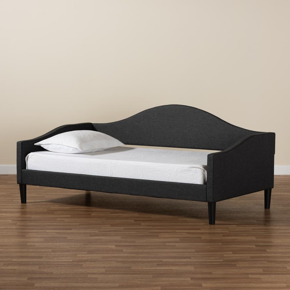 Milligan Modern and Contemporary Charcoal Fabric Upholstered and Dark Brown Finished Wood Twin Size Daybed FredCo