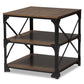 Milo Vintage Industrial Antique Bronze Metal and Distressed Wood End Table FredCo