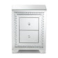 Mina Modern and Contemporary Hollywood Regency Glamour Style Mirrored Two Drawer Nightstand Bedside Table FredCo
