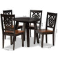 Mina Modern and Contemporary Transitional Two-Tone Dark Brown and Walnut Brown Finished Wood 5-Piece Dining Set FredCo