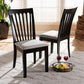 Minette Modern and Contemporary Gray Fabric Upholstered and Espresso Brown Finished Wood 2-Piece Dining Chair Set FredCo