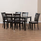 Minette Modern and Contemporary Gray Fabric Upholstered and Espresso Brown Finished Wood 7-Piece Dining Set FredCo